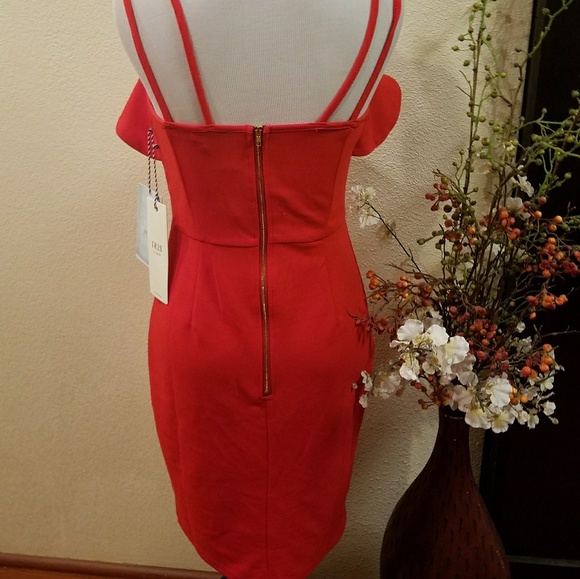 Iris Red Ruffled Cocktail Dress Size Small - Picture 6 of 8